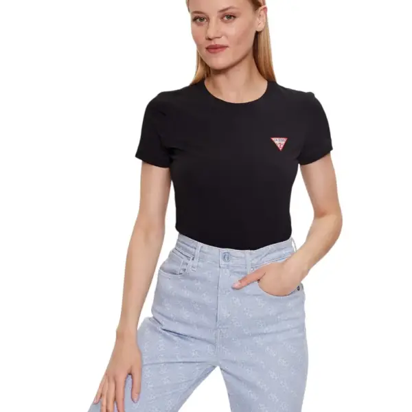 Guess - Γυναικείο T-Shirt Triangle Logo Tee W2YI44J1314-JBLK Μαύρο
