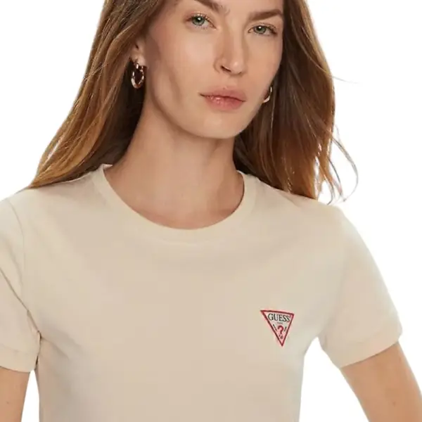 Guess - Γυναικείο T-Shirt Triangle Logo Tee W2YI44J1314-G8CJ Μπεζ W2YI44J1314-G8CJ