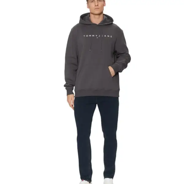 Tommy Hilfiger - Ανδρικό Φούτερ με Κουκούλα και Τσέπες DM0DM20746-PT2 Γκρι DM0DM20746-PT2