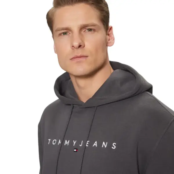 Tommy Hilfiger - Ανδρικό Φούτερ με Κουκούλα και Τσέπες DM0DM20746-PT2 Γκρι DM0DM20746-PT2