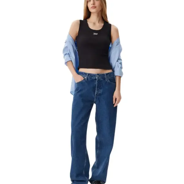 Tommy Hilfiger - Γυναικείο T-shirt Αμάνικο Slim Script Rib Tank DW0DW21369-BDS Μαύρο DW0DW21369-BDS