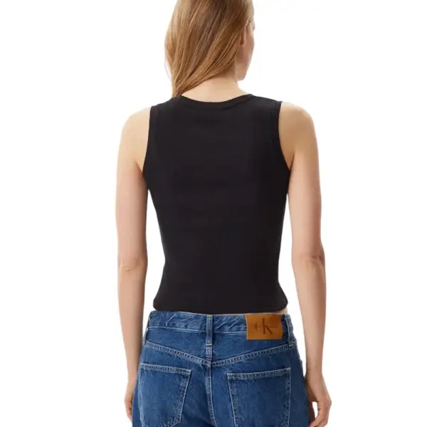 Tommy Hilfiger - Γυναικείο T-shirt Αμάνικο Slim Script Rib Tank DW0DW21369-BDS Μαύρο DW0DW21369-BDS