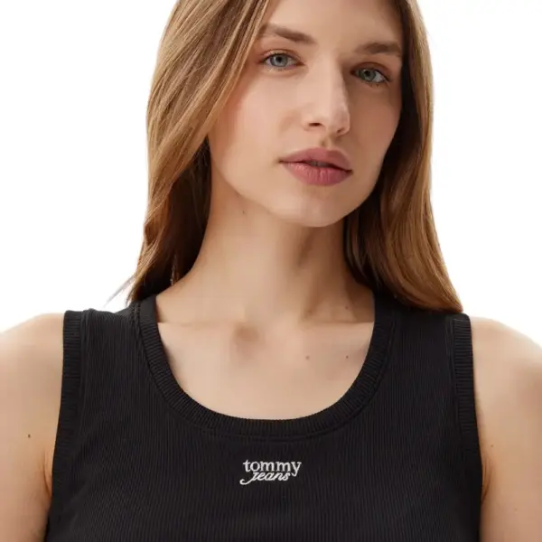 Tommy Hilfiger - Γυναικείο T-shirt Αμάνικο Slim Script Rib Tank DW0DW21369-BDS Μαύρο DW0DW21369-BDS
