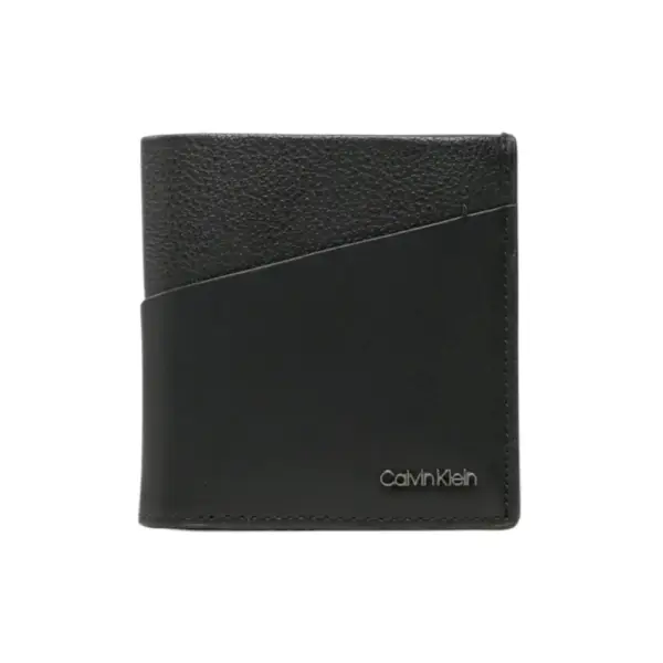 Calvin Klein - Ανδρικό Δερμάτινο Πορτοφόλι Ck Diagonal Trifold Wallet K50K510606-BAX Μαύρο