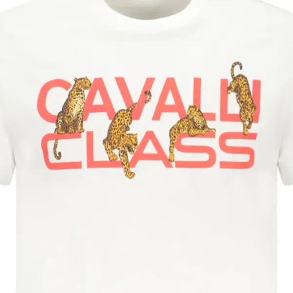 Cavalli Class - Ανδρική Μπλούζα T-Shirt Κοντομάνικη Regular Fit TXT60MJD060-00533 Λευκό TXT60MJD060-00533