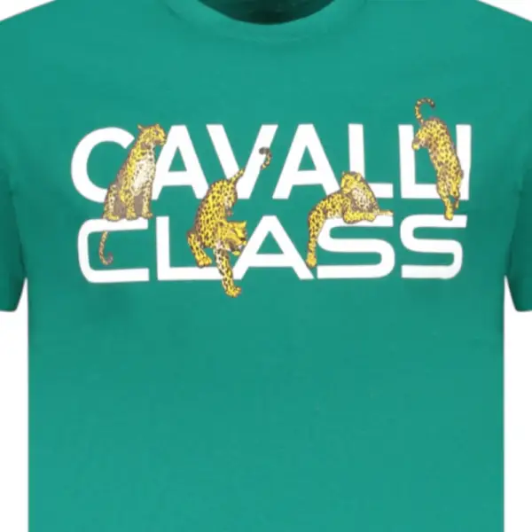 Cavalli Class - Ανδρική Μπλούζα T-Shirt Κοντομάνικη Regular Fit TXT60MJD060-04038 Πράσινο TXT60MJD060-04038