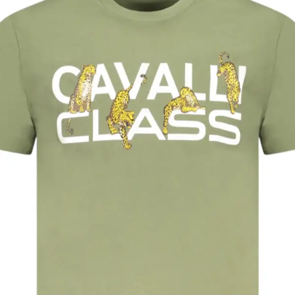 Cavalli Class - Ανδρική Μπλούζα T-Shirt Κοντομάνικη Regular Fit TXT60MJD060-04050 Λαδί TXT60MJD060-04050
