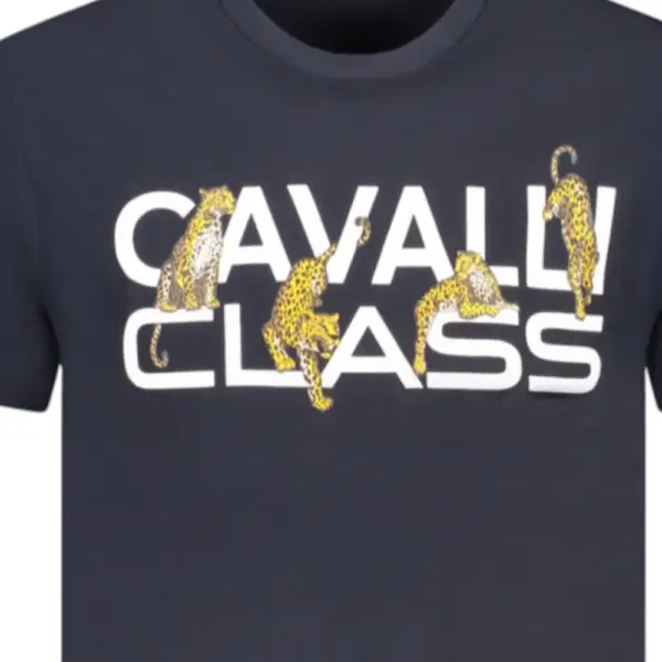 Cavalli Class - Ανδρική Μπλούζα T-Shirt Κοντομάνικη Regular Fit TXT60MJD060-04502 Μπλε TXT60MJD060-04502