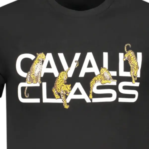 Cavalli Class - Ανδρική Μπλούζα T-Shirt Κοντομάνικη Regular Fit TXT60MJD060-05051 Μαύρο TXT60MJD060-05051
