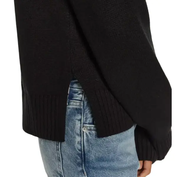 Calvin Klein Jeans - Γυναικείο Πουλόβερ Ημιζιβάγκο Intarsia Loose Regular Fit J20J224224-BEH Μαύρο J20J224224-BEH