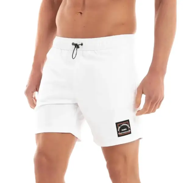 Karl Lagerfeld - Ανδρικό Μαγιό Σορτς KL22MBM01-WHITE Λευκό KL22MBM01-WHITE