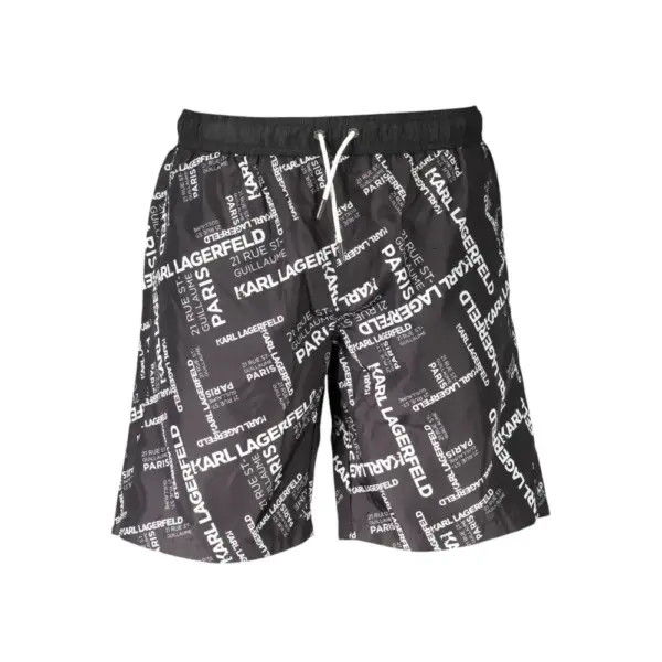 Karl Lagerfeld - Ανδρικό Μαγιό Σορτς με Logo KL20MBL01-BLACK Μαύρο