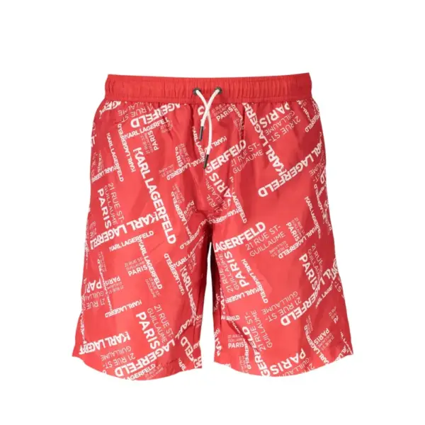 Karl Lagerfeld - Ανδρικό Μαγιό Σορτς με Logo KL20MBL01-RED Κόκκινο