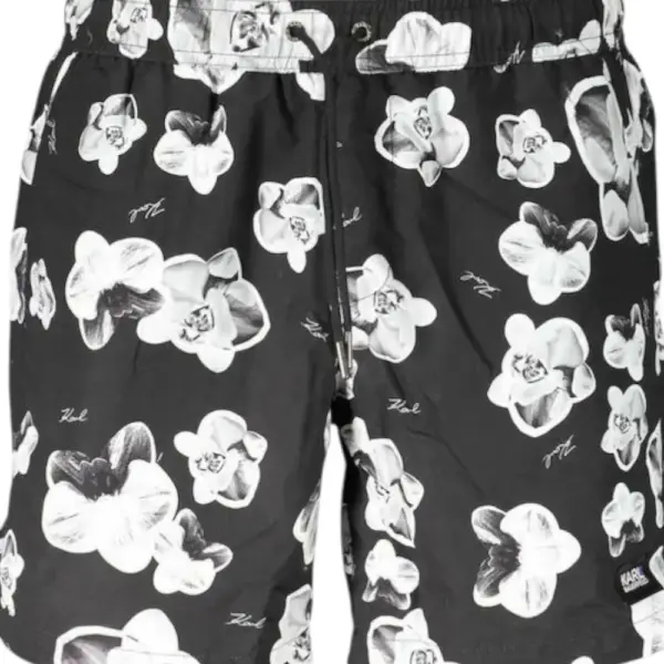 Karl Lagerfeld - Ανδρικό Μαγιό Σορτς με Σχέδια KL20MBM12-BLACK Μαύρο KL20MBM12-BLACK