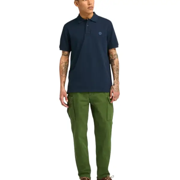 Timberland - Ανδρικό T-shirt Polo με Λογότυπο TB0A6VDP-433 Μπλε σκούρο TB0A6VDP433