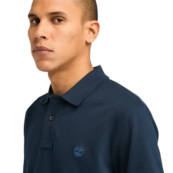 Timberland - Ανδρικό T-shirt Polo με Λογότυπο TB0A6VDP-433 Μπλε σκούρο TB0A6VDP433