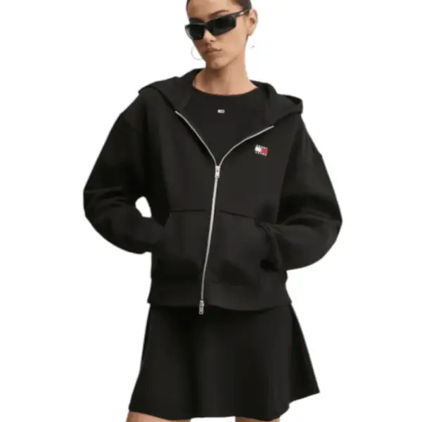 Tommy Hilfiger- Γυναικεία Ζακέτα με Κουκούλα Boxy Badge DW0DW19412-BDS Μαύρο