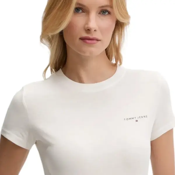 Tommy Hilfiger - Γυναικείο T-shirt Linear Slim Fit DW0DW21164-YBH Λευκό DW0DW21164-YBH