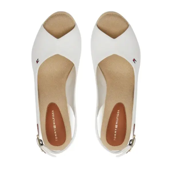 Tommy Hilfiger - Καλοκαιρινές Γυναικείες Πλατφόρμες Iconic Elena Sling Back Wedge FW0FW04789-YBL Λευκό FW0FW04789-YBL