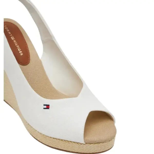 Tommy Hilfiger - Καλοκαιρινές Γυναικείες Πλατφόρμες Iconic Elena Sling Back Wedge FW0FW04789-YBL Λευκό FW0FW04789-YBL