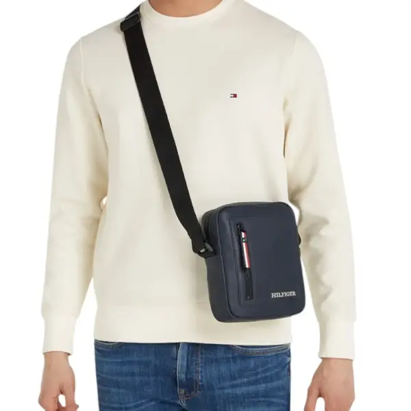 Tommy Hilfiger - Ανδρική Τσάντα Ώμου / Χιαστί Th Pique Mini Reporter AM0AM11794-DW6 Μπλε Σκούρο AM0AM11794-DW6