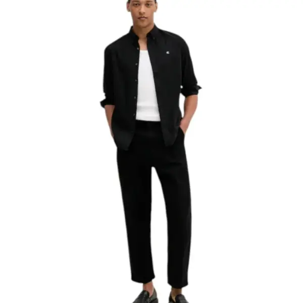 Calvin Klein Jeans - Ανδρικό Πουκάμισο Μακρυμάνικo Solid Oxford Classic Fit LV140EM125-UB1 Μαύρο LV140EM125-UB1