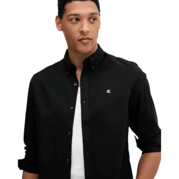 Calvin Klein Jeans - Ανδρικό Πουκάμισο Μακρυμάνικo Solid Oxford Classic Fit LV140EM125-UB1 Μαύρο LV140EM125-UB1