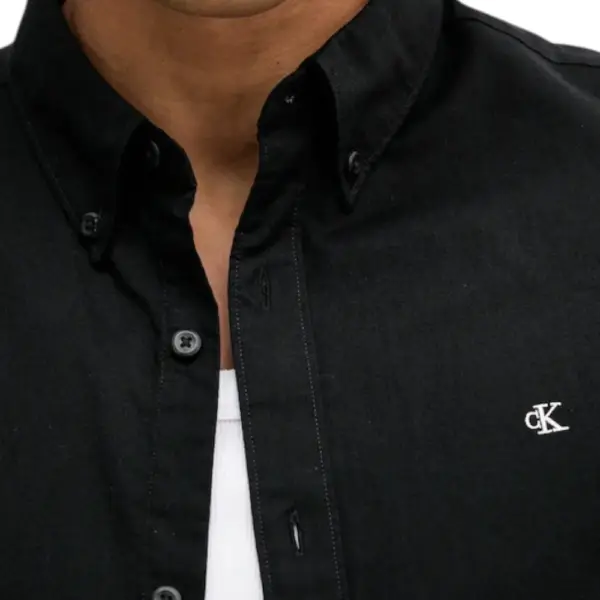 Calvin Klein Jeans - Ανδρικό Πουκάμισο Μακρυμάνικo Solid Oxford Classic Fit LV140EM125-UB1 Μαύρο LV140EM125-UB1