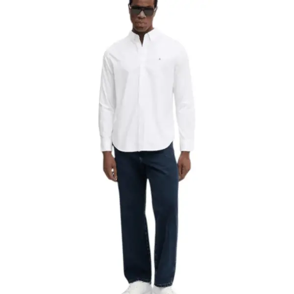 Calvin Klein Jeans - Ανδρικό Πουκάμισο Μακρυμάνικo Solid Oxford Classic Fit LV140EM125-YAA Λευκό LV140EM125-YAA