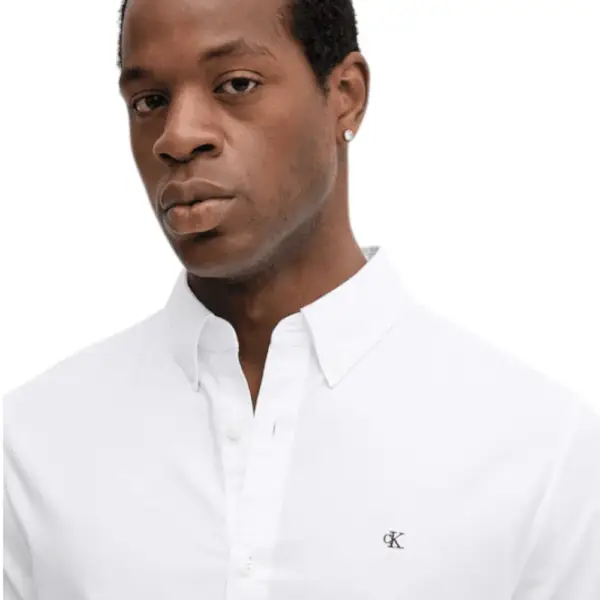 Calvin Klein Jeans - Ανδρικό Πουκάμισο Μακρυμάνικo Solid Oxford Classic Fit LV140EM125-YAA Λευκό LV140EM125-YAA