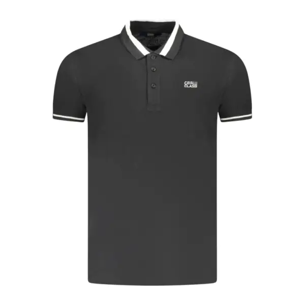 Cavalli Class - Ανδρική Μπλούζα Κοντομάνικη Polo Πικέ TXT64RKB002-05051 Μαύρο