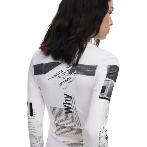 Desigual - Γυναικείο T-Shirt Μακρυμάνικο Newspaper Longsleeve 25WWTK25-1011 Λευκό 25WWTK25-1011