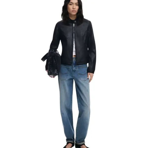 Desigual - Γυναικείο Δερμάτινο Μπουφάν Chaq_Basic Basic Fit 25WWEW43-2000 Μαύρο 25WWEW43-2000