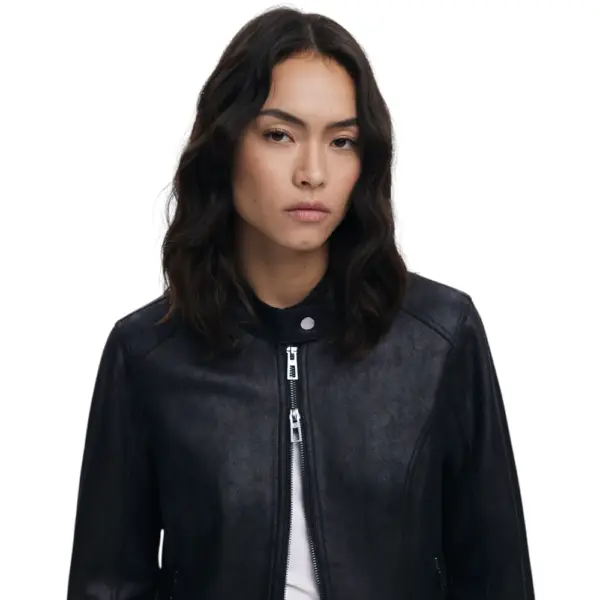 Desigual - Γυναικείο Δερμάτινο Μπουφάν Chaq_Basic Basic Fit 25WWEW43-2000 Μαύρο 25WWEW43-2000