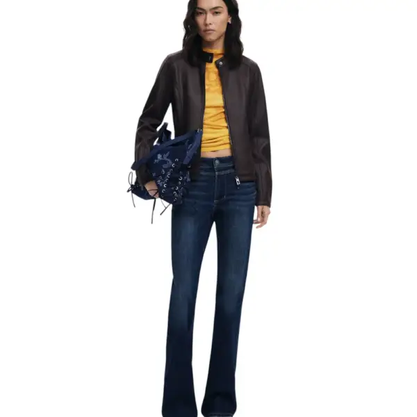 Desigual - Γυναικείο Δερμάτινο Μπουφάν Chaq_Basic Basic Fit 25WWEW43-6044 Καφέ 25WWEW43-6044