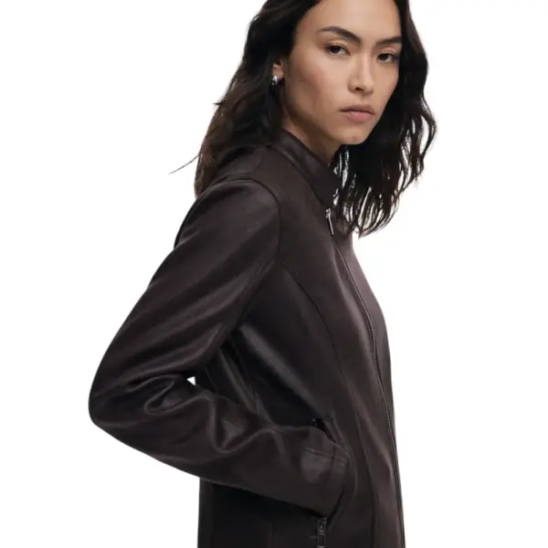 Desigual - Γυναικείο Δερμάτινο Μπουφάν Chaq_Basic Basic Fit 25WWEW43-6044 Καφέ 25WWEW43-6044