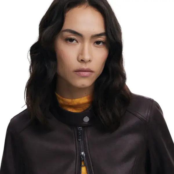Desigual - Γυναικείο Δερμάτινο Μπουφάν Chaq_Basic Basic Fit 25WWEW43-6044 Καφέ 25WWEW43-6044