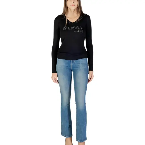 Guess - Γυναικείο Πουλόβερ Ls Vn Saylor Logo Slim Fit W5BR41Z2NQ2-JBLK Μαύρο W5BR41Z2NQ2-JBLK