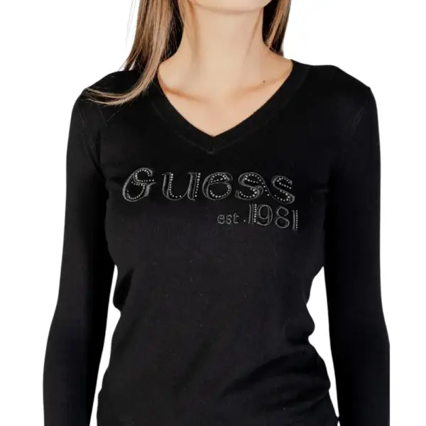 Guess - Γυναικείο Πουλόβερ Ls Vn Saylor Logo Slim Fit W5BR41Z2NQ2-JBLK Μαύρο W5BR41Z2NQ2-JBLK