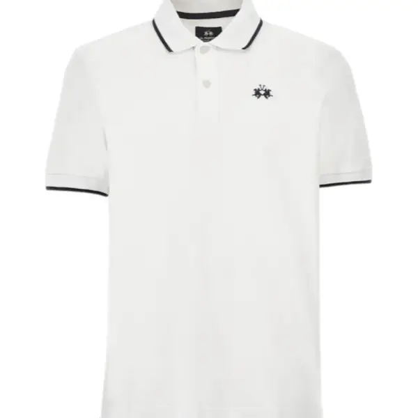 La Martina - Ανδρικό T-Shirt Polo Anthony Regular Fit BPMP04-PK031-00001 Λευκό BPMP04-PK031-00001