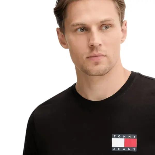 Tommy Hilfiger - Ανδρικό T-shirt Th Essential Flag Tee Regular Fit DM0DM20740-BDS Μαύρο DM0DM20740-BDS