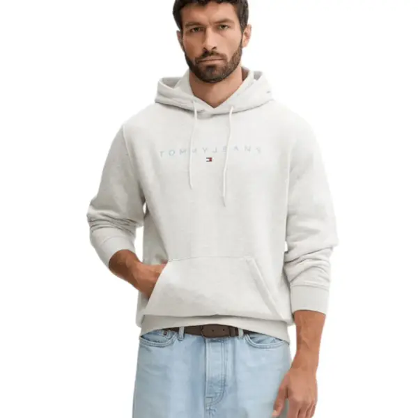 Tommy Hilfiger - Ανδρικό Φούτερ με Κουκούλα και Τσέπες DM0DM20746-P09 Γκρι Ανοιχτό