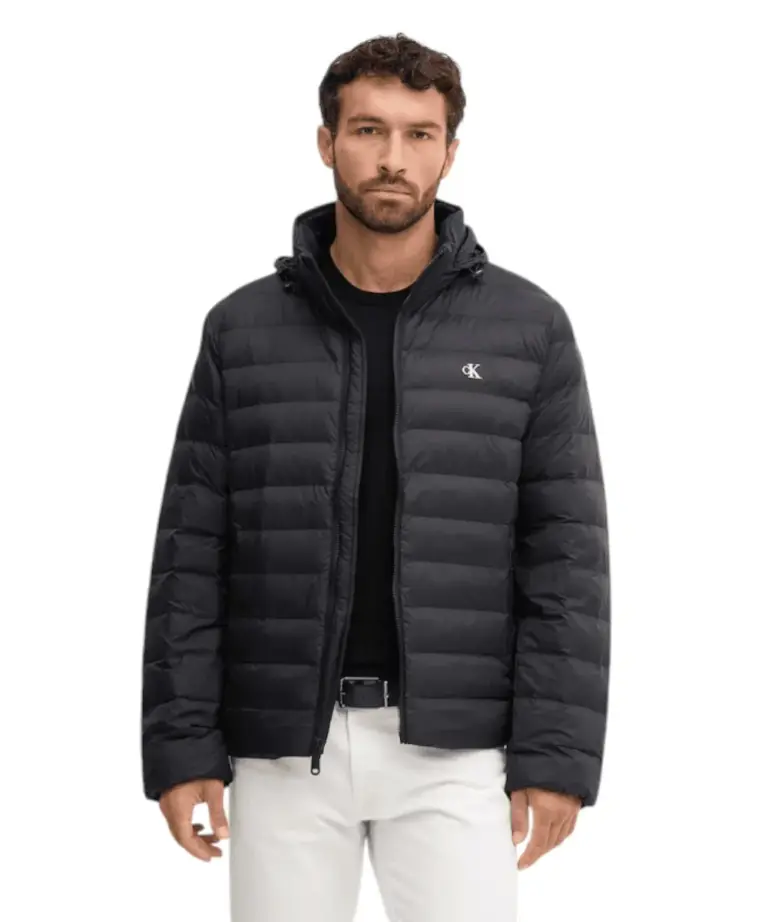 Calvin Klein - Ανδρικό Χειμωνιάτικο Μπουφάν Ls Nyln Md Wt Hdd F LV04RC511G-UB1 Μαύρο