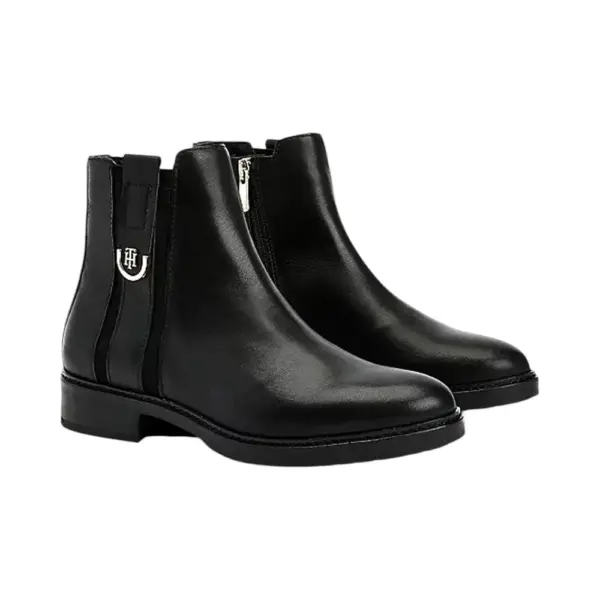 Tommy Hilfiger - Δερμάτινα Γυναικεία Th Hardware Leather Boot FW0FW05996-BDS Μαύρο FW0FW05996-BDS