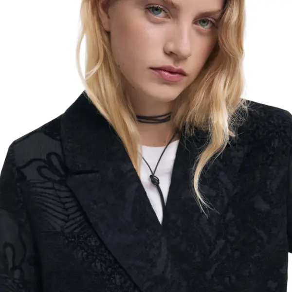 Desigual - Γυναικείο Παλτό Patch Regular Fit 25WWEW16-2000 Μαύρο 25WWEW16-2000