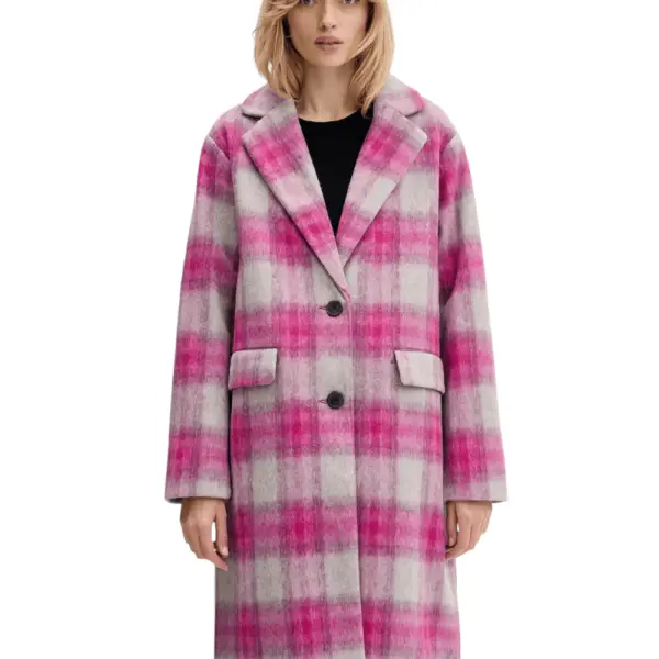 Desigual - Γυναικείο Παλτό PinkCheck Regular Fit 25WWEW15-3033 Ροζ