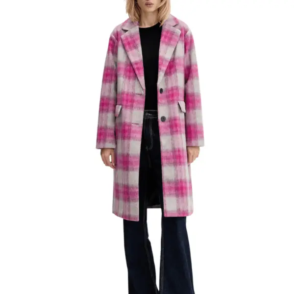 Desigual - Γυναικείο Παλτό PinkCheck Regular Fit 25WWEW15-3033 Ροζ 25WWEW15-3033