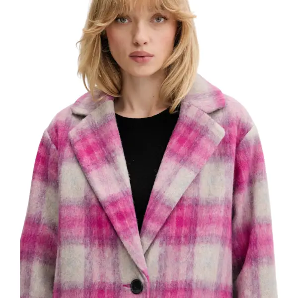 Desigual - Γυναικείο Παλτό PinkCheck Regular Fit 25WWEW15-3033 Ροζ 25WWEW15-3033