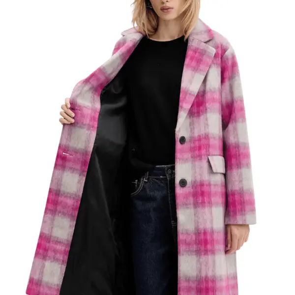 Desigual - Γυναικείο Παλτό PinkCheck Regular Fit 25WWEW15-3033 Ροζ 25WWEW15-3033