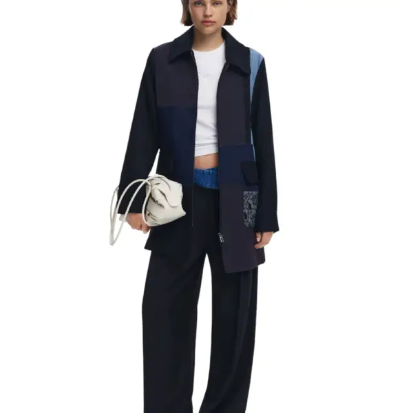 Desigual - Γυναικείο Παλτό Straight Patchwork 25WWEW46-2000 Μαύρο 25WWEW46-2000